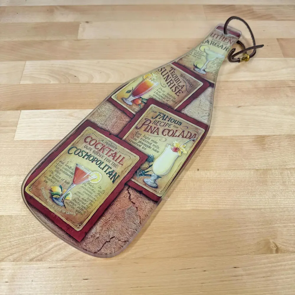 Wine‎ Shaped Glass Cheese Board Trivet Hot Plate Tequila Sunrise Pina Colada